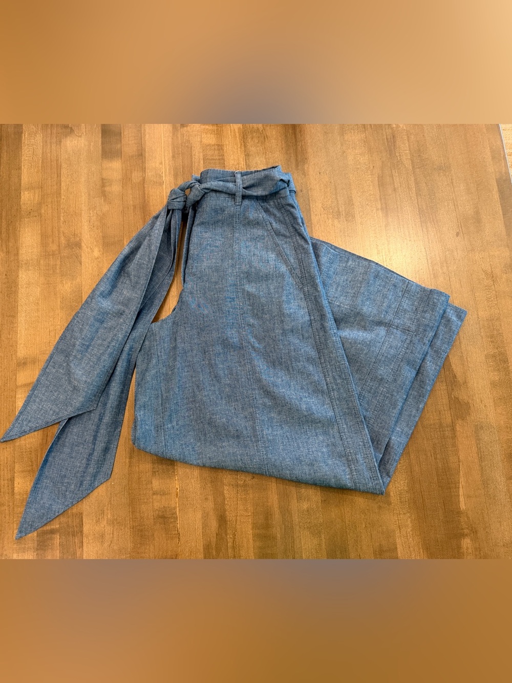 🤎 ME+EM Cropped Wide Leg Chambray Pants 🤎